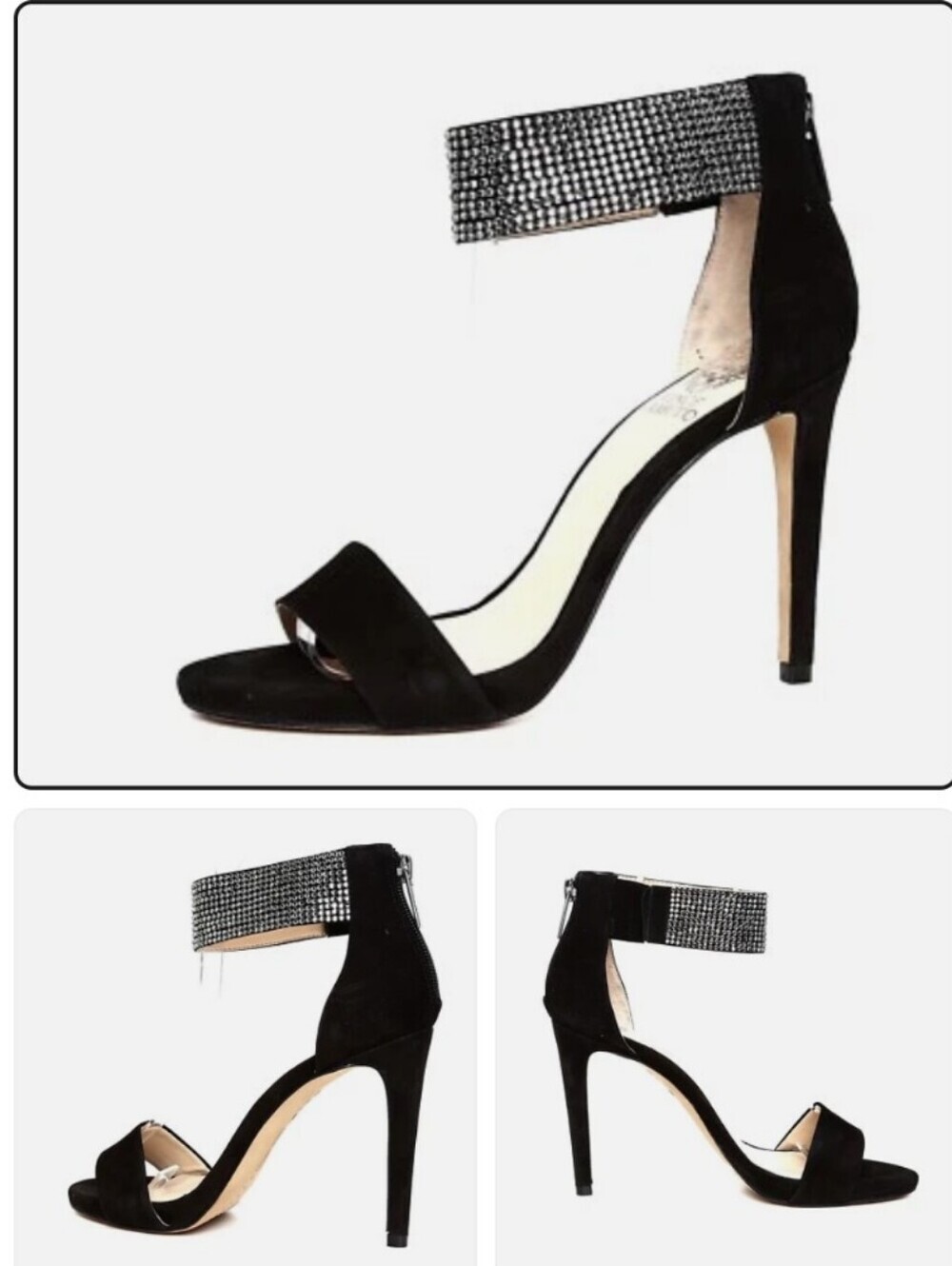Vince Camuto Women's Fyell Ankle Strap Dress Sandals Black Nubuck Leather 6.5